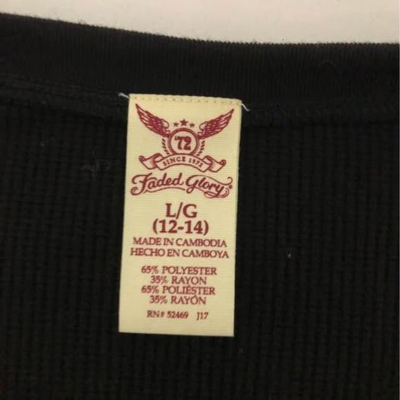 Blouse Large (12-14) Faded Glory Long Sleeve Black C5286 - Picture 5 of 5